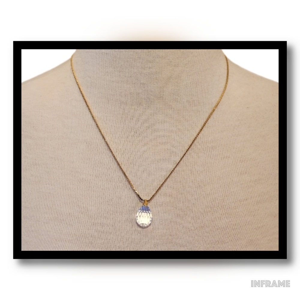Faceted Crystal Quartz Pendant with an 18" Gold-plated Chain